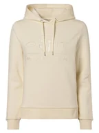 Bluzy damskie - Gant Damska bluza z kapturem Kobiety Bawełna beżowy jednolity, S - miniaturka - grafika 1