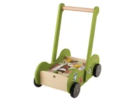 Zabawki kreatywne - Playtive Pchacz z drewna z 30 drewnianymi klockami (Zielony) - miniaturka - grafika 1