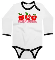 Body dla niemowląt - Body dziecięce Trzy Wesołe Czerwone Jabłuszka Z Napisem Dzień Jabłka 62/68 - miniaturka - grafika 1