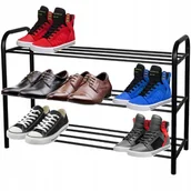 Szafki na buty - Stylowy Regał czarny, półka na buty 3-poziomowy, metalowy - miniaturka - grafika 1