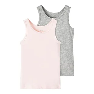 NAME IT Dziewczęce majtki NMFTANK TOP 2P NOOS Barely Pink/Pack:w/Grey Melange, 92 - Koszulki i topy damskie - miniaturka - grafika 1
