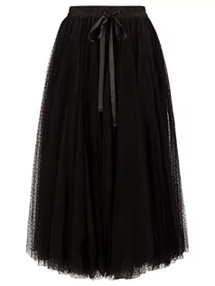 Spódnice - ApartFashion Women's APART spódnica tiulowa na całej powierzchni z kropkami, czarna, normalna, czarny, S - grafika 1