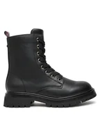 Buty dla dziewczynek - Tommy Hilfiger Trapery Lace-Up Bootie T3A5-33569-1351 S Czarny - miniaturka - grafika 1