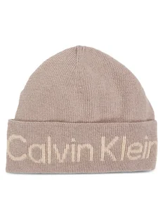 Calvin Klein Czapka Logo Reverso Tonal Beanie K60K611151 Beżowy - Czapki damskie - miniaturka - grafika 1