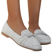 Mokasyny damskie - Buty Mokasyny Stylowe Modne Eleganckie Damskie Zamszowe Exma Szare 37 - miniaturka - grafika 1