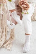 Skarpetki dla dzieci - Skarpetki dziecięce bawełniane ecru z ażurowym wzorem Milena - miniaturka - grafika 1