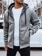 Bluzy męskie - Rozpinana bluza męska ocieplana jasnoszara Dstreet BX5596-XXL - miniaturka - grafika 1