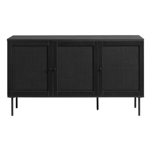 Czarna niska komoda w dekorze dębu 140x80 cm Pensacola – Unique Furniture - Komody - miniaturka - grafika 1
