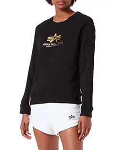 ALPHA INDUSTRIES Damska bluza z kapturem New Basic Sweater Wmn Foil Print, czarny/żółty, L - Bluzy damskie - miniaturka - grafika 1