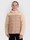 Kurtki i płaszcze dla dziewczynek - 4F Kurtka puchowa z wypełnieniem syntetycznym dziewczęca - beżowa 122 (6-7 lat) - miniaturka - grafika 1