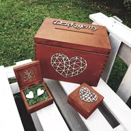 Wesele i ślub - Komplet pudełko na koperty + na obrączki Mahoń 2 - miniaturka - grafika 1