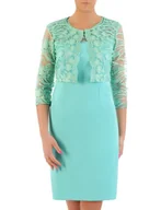 Sukienki - Kostium damski, miętowa sukienka z koronkowym żakietem 33395 - ModBiS - miniaturka - grafika 1