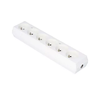 Listwa przedłużacza, 6 gniazd, biała - Gniazdka elektryczne - miniaturka - grafika 1