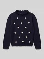 Swetry dla dziewczynek - Bluzka z długim rękawem o kroju regular fit z efektem dzianiny - miniaturka - grafika 1