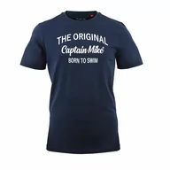 Koszulki męskie - Koszulka bawełniana męska T-shirt granatowa URODZONY BY PŁYWAĆ Captain Mike® L - miniaturka - grafika 1