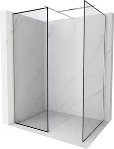 Mexen Kioto ścianka prysznicowa Walk-in 130 x 80 cm, czarny wzór, nikiel szczotkowany - 800-130-202-97-70-080 - Ścianki i drzwi prysznicowe - miniaturka - grafika 1