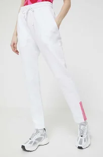 Love Moschino spodnie dresowe bawełniane kolor biały gładkie - Spodnie damskie - miniaturka - grafika 1