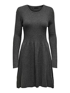 Sukienki - ONLY Damska sukienka z dzianiny z długim rękawem, ciemnoszary melanż, XL - grafika 1