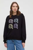 Bluzy damskie - Karl Lagerfeld bluza bawełniana damska kolor czarny z aplikacją - miniaturka - grafika 1