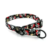 Obroże dla psów - Obroża półzaciskowa Piraci szeroka na 2,5 cm, dla średnich i większych psów, czarne dodatki-L/XL - miniaturka - grafika 1