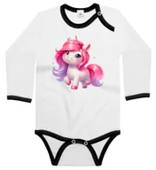 Body dla niemowląt - Body dziecięce Wesoły Różowy Fioletowy Jednorożec Dla Dziewczynki 62/68 - miniaturka - grafika 1