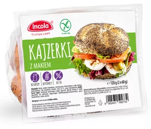 Bułki Kajzerki Śniadaniowe z Makiem bezglutenowe 2 sztuki 120g - Incola - Bułki - miniaturka - grafika 1