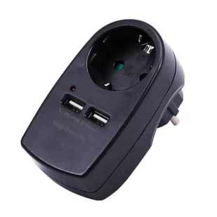 Adapter do gniazda 2x USB 2,1A V-TAC Czarny VT-1044 - Przedłużacze i rozgałęźniki - miniaturka - grafika 1