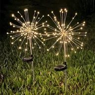 Lampy ogrodowe - 2x Lampa solarna LED dmuchawiec fajerwerki drzewko wbijana ogrodowa ciepły - miniaturka - grafika 1