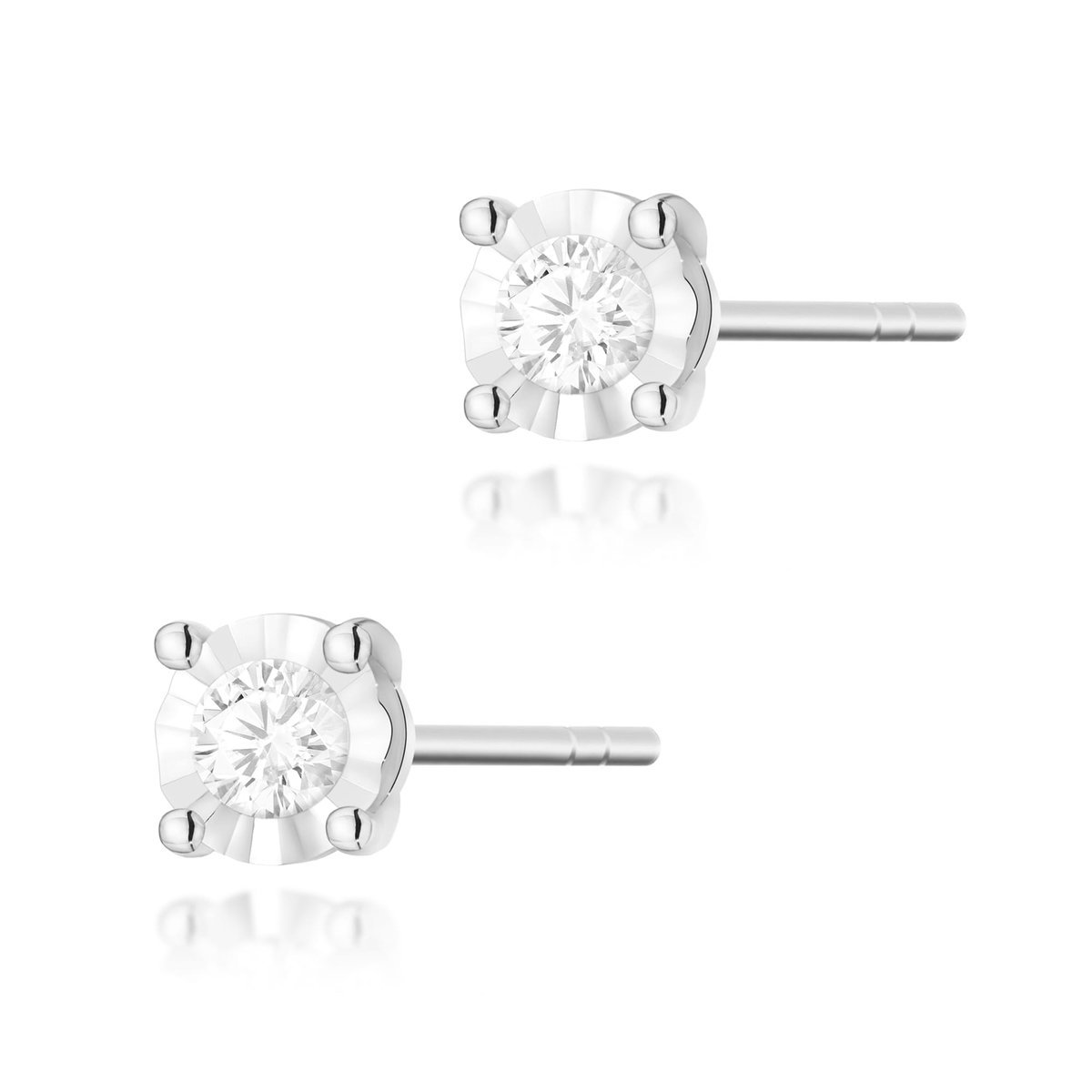 Złote kolczyki Diament 2 x 0,08ct białe złoto pr. 585