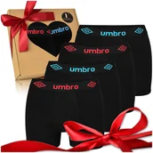 Majtki męskie - UMBRO Zestaw Bokserki Męskie Czarny 4 Pak Na Prezent dla Chłopaka Rozmiar XL - miniaturka - grafika 1