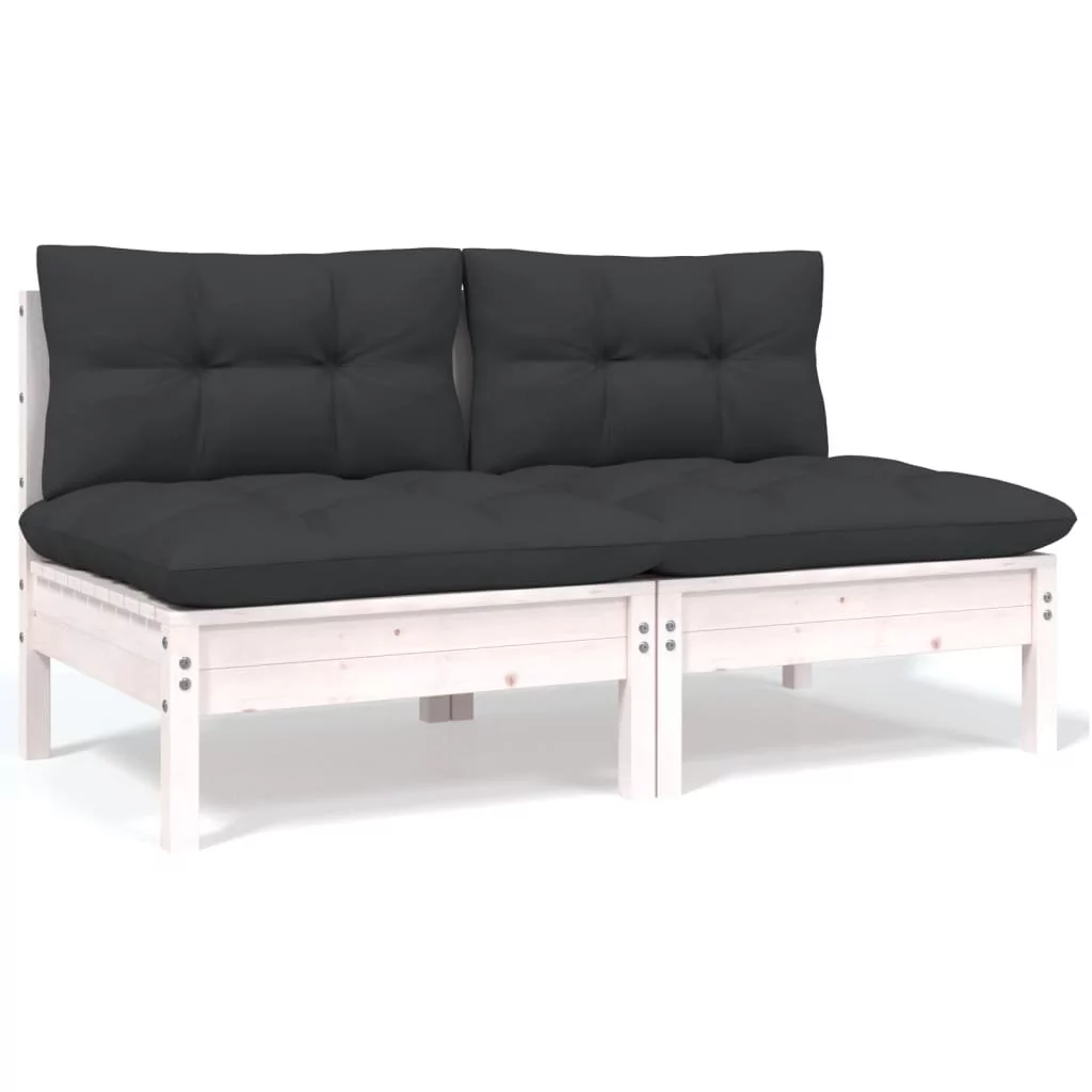 VidaXL Lumarko 2-osobowa sofa ogrodowa z poduszkami, biała, drewno sosnowe! 806653 VidaXL