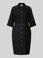 Sukienki - Sukienka lniana o długości do kolan z wiązanym paskiem model ‘Lava’ - miniaturka - grafika 1