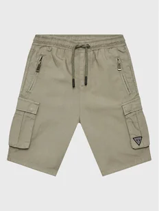 Guess Szorty materiałowe L2RD01 D3XN0 Khaki Regular Fit - Spodenki damskie - miniaturka - grafika 1