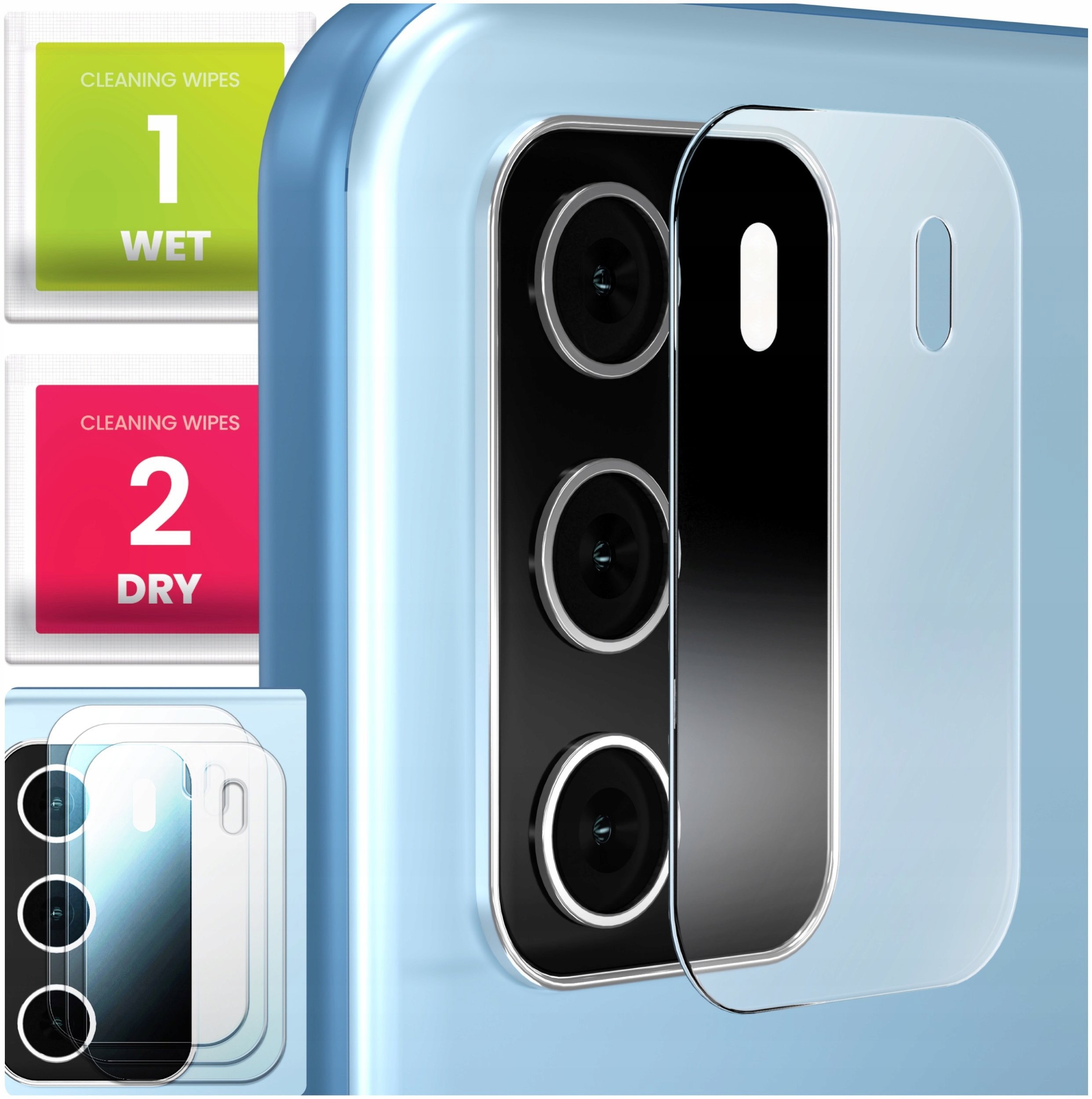 3-PAK Szkło Na Aparat Do Oppo A54S Hartowane, Ochronne, Na Obiektyw, 9H