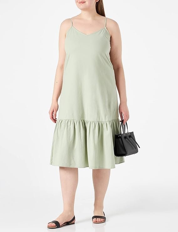 VERO MODA SUKIENKA PLUS SIZE Z FALBANĄ W KOLORZE JASNEJ ZIELENI M 6FA