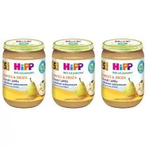 Hipp Owoce & Zboża Gruszki i jabłka z kleikiem orkiszowym po 5. miesiącu zestaw 3 x 190 g Bio - Desery dla dzieci - miniaturka - grafika 1