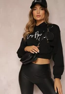 Bluzy damskie - Czarna Bluza Krótka z Kapturem Zulikha - miniaturka - grafika 1