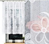 Firany - Firana żakardowa RENATA 500x130cm prosta w kwiaty (gotowa) z obszyciem - miniaturka - grafika 1