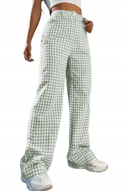 SHEIN SPODNIE ZIELONE W KRATKĘ CASUAL 38 VKV