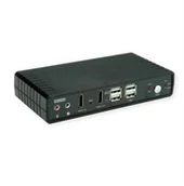 Przełączniki KVM - ROLINE Dwugłowicowy przełącznik KVM HDMI 4K@60Hz, 2 komputery, DP/HDMI, audio, z 2-portowym koncentratorem USB 2.0 - miniaturka - grafika 1