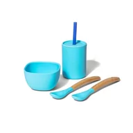 Miseczki i talerzyki dla dzieci - Avanchy La Petite Silikonowy Zestaw Obiadowy Dla Dziecka Blue - miniaturka - grafika 1