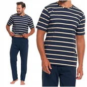 Piżamy damskie - PIŻAMA MĘSKA Bawełniana Krótki Rękaw Długie Spodnie Klasyczna MORAJ XXL - miniaturka - grafika 1