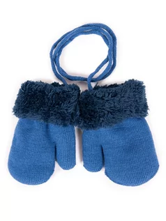 Rękawiczki dla dzieci - Rękawiczki Chłopięce Podwójne Niebieskie Z Futrzanym Mankietem 12 Cm Yoclub - grafika 1