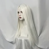 Pozostałe akcesoria fryzjerskie - TEMU Peruka do cosplayu anime 60 cm, biała, odporna na ciepło, syntetyczne włosy, proste, długie, z siateczką na środku, do codziennego użytku, na - miniaturka - grafika 1