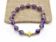 Bransoletki - Bransoletka różaniec na rękę ametyst sakwa - miniaturka - grafika 1