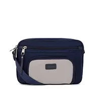 Torebki damskie - Hexagona Damska kolekcja Garni Cuir de Vachette Paris-Trotteur Matcha - Granatowa nylonowa torba na ramię mała torebka crossbody, morska/beżowa, L: 26 x wys.: 18 x P: 8 cm, Morski/beżowy - miniaturka - grafika 1