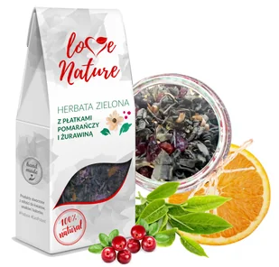 LoveNature Herbata Zielona Żurawina i Kwiat Pomarańczy 80g - Herbata - miniaturka - grafika 1