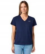 Koszulki i topy damskie - T-shirt Wrangler DRAPEY V-NECK TEE 112362546 Navy S - miniaturka - grafika 1