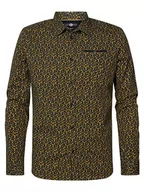 Koszulki męskie - Petrol Industries Men Shirt Long Sleeve AOP Koszulka męska, Dark Vinegar, L - miniaturka - grafika 1