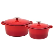 Zestawy garnków i patelni - Gerlach Zestaw 2 garnków żeliwnych czerwony gradient 3 i 5 l NATUR IRON - miniaturka - grafika 1